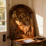 【Holy Trinity Wood Carving】Handcrafted Beech Wood Icon Three Graces Colorway Home Prayer Altar Spiritual Gift