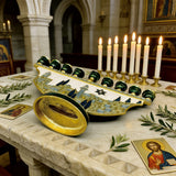 Jerusalem Skyline Hanukkah Menorah – Cloisonné Enamel Judaica Candle Holder