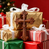 Bgcopper Ornate Wooden Cross - Carved from natural wood