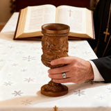 Boxwood "Last Supper" Chalice Hand-Carved Communion Cup | Eternal Symbol of Redemption & Fellowship