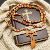 Wooden Medal Rosary with Cross