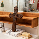 Bgcopper Lamb of God Wood Carving Cross Wall Decor - Paschal lamb