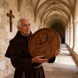 Joseph and Baby Jesus wood carving plaque - Father‘s day gift