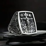 S925K Silver Handcrafted Jesus Crucifixion Scene Ring - BGCOPPER