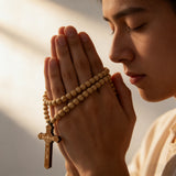 8mm Wooden Bead Rosary Necklace | Catholic Devotional Jewelry