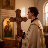 Wooden crucifix of the Virgin, Virgin Mary, Baby Jesus, religious wooden icon, wall crucifix, wall decoration