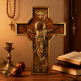 Ascension of Jesus wood carving cross