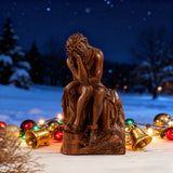 Boxwood "Crown of Thorns" Jesus Meditation Sculpture - Hand-carved Spiritual Art | A Concrete Reminder of His Divine Burden