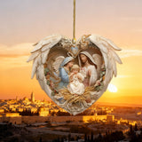 Nativity Scene Heart Angel Acrylic Ornament