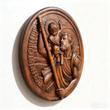 St.Christopher Christian Wood Carving Plaque/The patron saint of travelers
