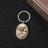 Madonna & Child Oval Alloy Glass Keychain