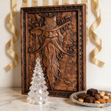 Natural Ash Wood Magician Carved Art: Whimsy Woven in Warm Wood