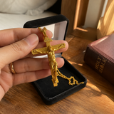 S925K Sandblasted Silver Jesus Crucifix Pendant