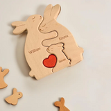 Personalized Wooden Bunny Family Puzzle | Family Keepsake
