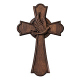 Holy Spirit Cross Wooden Hand Carved Cross for Wall Decor, Religious Gift Cross - BGCOPPER