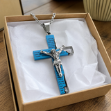 Stainless Steel Cross Pendant with Scripture – Comes with a 24-inch chain