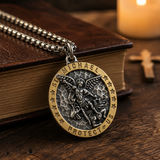 Two-Tone St. Michael Archangel Protection Medal Stainless Steel Necklace