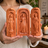 Hand-Carved Travel Triptych Altar: The Holy Family at Your Side