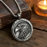 Vintage Double-Sided Embossed Bald Eagle Medal Stainless Steel Men’s Necklace