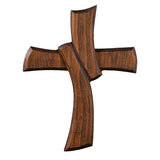 Minimalist Twist Wooden Hand Carved Cross for Wall Decor, Religious Gift Cross - BGCOPPER