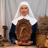 Mother Mary with Baby Jesus Wood Carving Decor