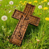Bgcopper 6 inches Savior Jesus Cross Wood carving - Mini version