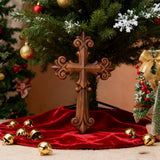 Bgcopper Ornate Wooden Cross - Carved from natural wood