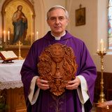 First Communion Christian Wood Carving - Sacrament of the Holy Eucharist Plaque