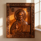 Jesus Christ Pantocrator Wood Carving