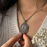 S925 Sterling Silver Our Lady of Guadalupe Prayer Pendant Necklace – Catholic Virgin Mary Medal