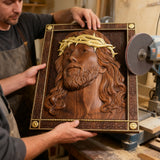 ✝️ Hand-Carved Jesus Thorn Crown Wood Art: A Christian Symbol of Redemption & Grace