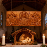 Trinity of Grace” Hand-Carved Jesus & Holy Spirit Wood Wall Art – 22.75