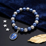 Our Lady of Mary Pendant Royal Blue Pearl Rosary Bracelet: A Wrist-Worn Reminder of Grace for daily faith wear and Christian gifting