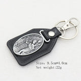 St.Benedict Guadalupe Miraculous Medal Keyrings Leather Car Key Chains - BGCOPPER