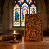 Handcarved Beechwood Crucifix Relief — Let His Sacrifice Settle Into Your Days
