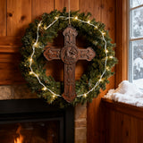 Bgcopper Lamb of God Wood Carving Cross Wall Decor - Paschal lamb