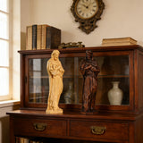 Jesus as the Good Shepherd Wooden Circular Sculpture: Desktop Decoration