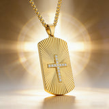 Sparkling Cross Pendant Necklace | Diamond-Set Stainless Steel Jewelry