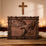 Hand-Carved Beech Wood Eagle Art: For the Bold & Spirited - design detail