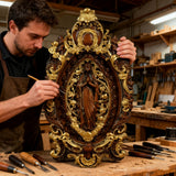 Hand-Carved Our Lady of Grace Wooden Icon: A Christian Symbol of Mary’s Devotion