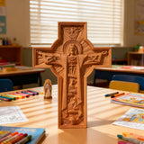 Bgcopper Ascension of Jesus wood carving cross
