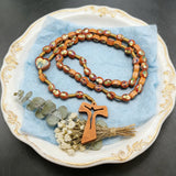Wooden Medal Rosary with Cross