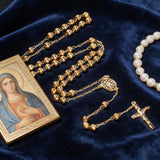 6mm Iron Bead Handcrafted Cross Rosary Necklace