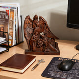 Hand-Carved Holy Family & Guardian Angel Solid Wood Statue: A Faith Artwork Anchoring Divine Blessings for Your Home