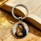 “Our Lady & Child” Stained Glass Style Keychain – A Daily Reminder of Maternal Grace