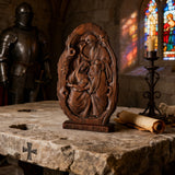 Natural Beechwood Nativity Scene Wooden Carved Plaque Tabletop Arrangement