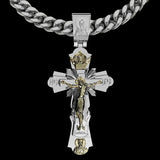 Gold-Plated Copper Crucifix Pendant with Jesus Christ and Religious Figures - BGCOPPER