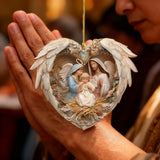 Nativity Scene Heart Angel Acrylic Ornament
