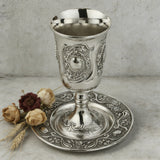 Jerusalem Holy Grail (Cup & Saucer Set) - Authentic Kiddush Cup for Shabbat, Passover & Special Occasions