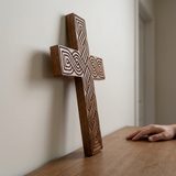 Handcrafted Beechwood Plaited Wall Cross – Natural Wood Finish